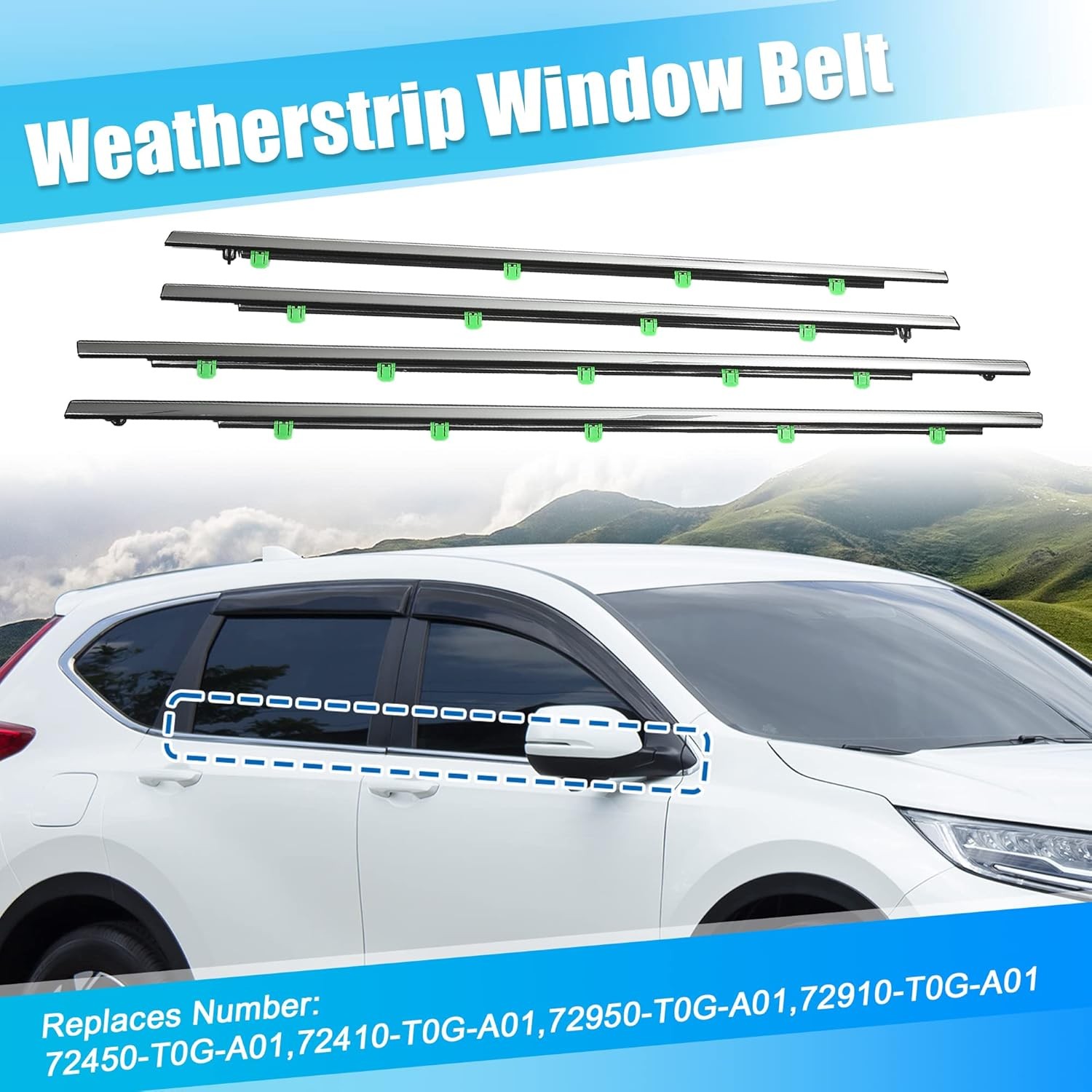 4pcs Weatherstrip Window Trim Seal Belt Car Outside Window Seal Belt for 2012-2