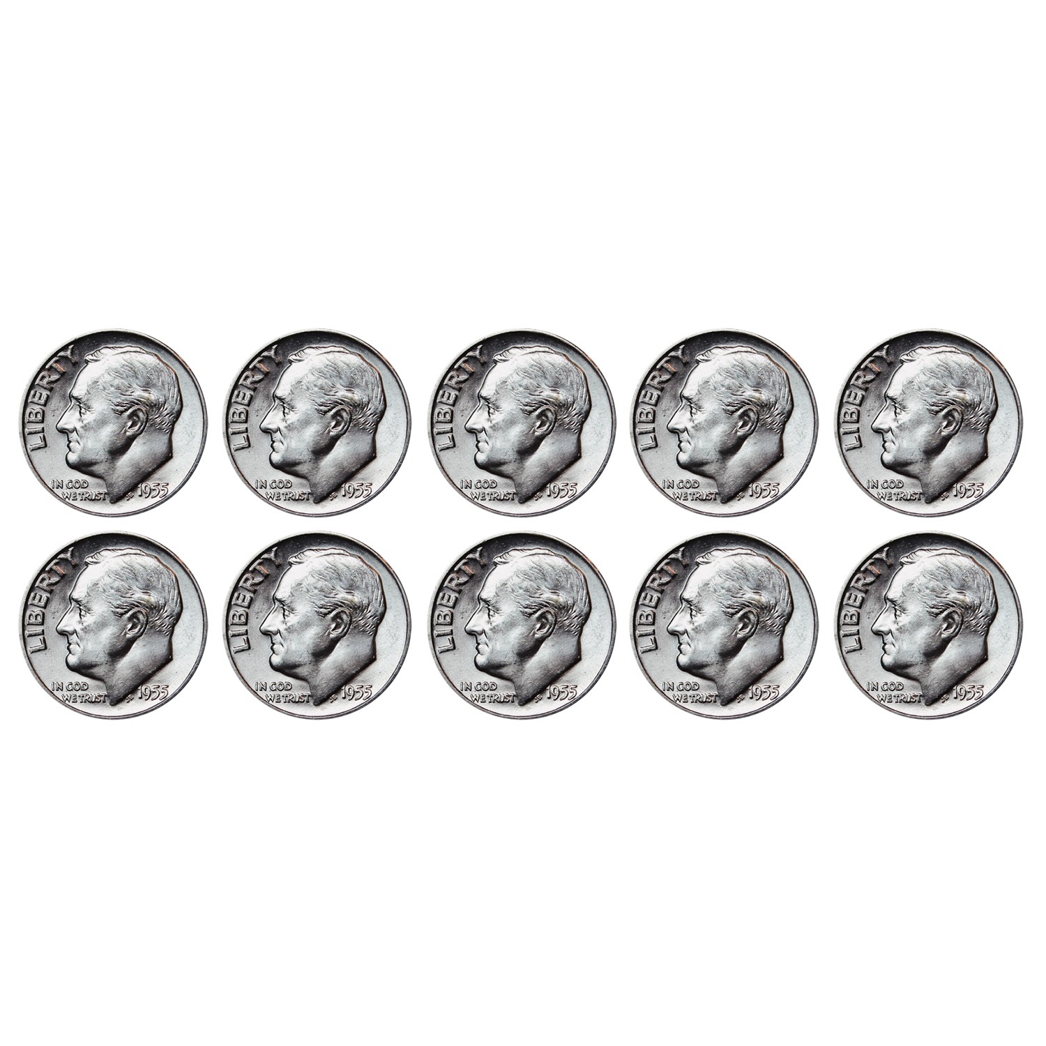 $1 Face - 90% Silver Roosevelt Dimes BU - Random Date