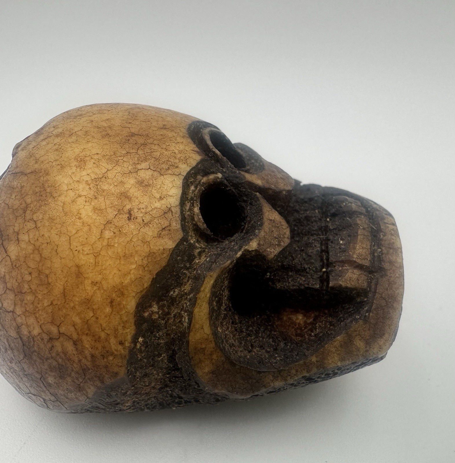 Oddity Hand Carved Tibetan Style Skull Bead Pendant Amulet Charm 2.5”