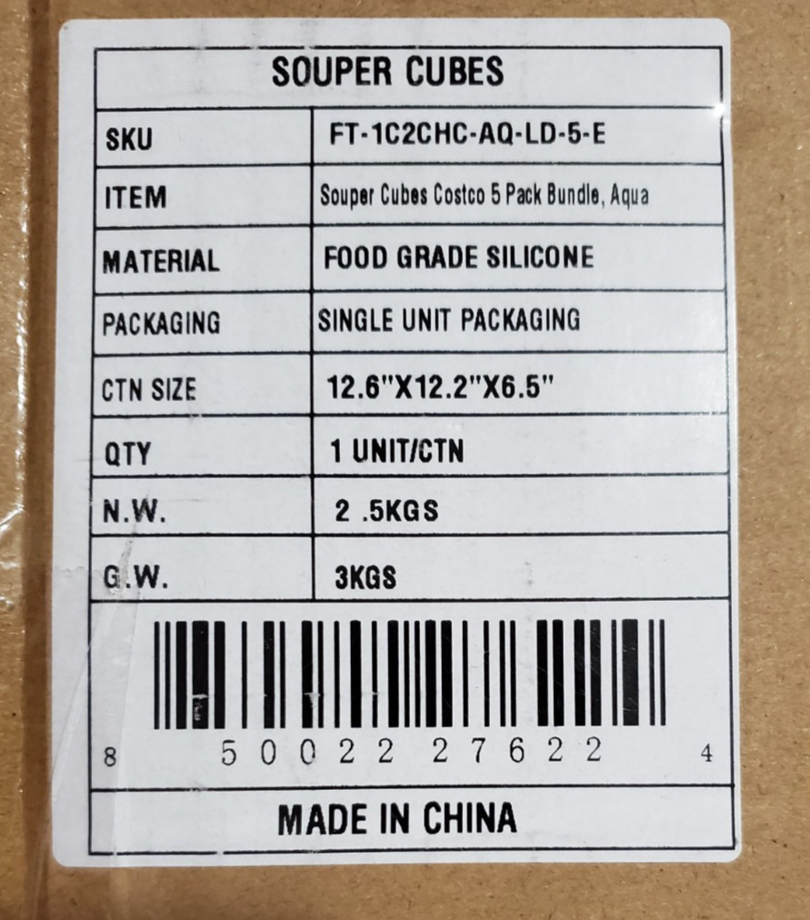 Souper Cubes 5 Pack Freezer Storage Silicone New Sealed Food Storage Aqua