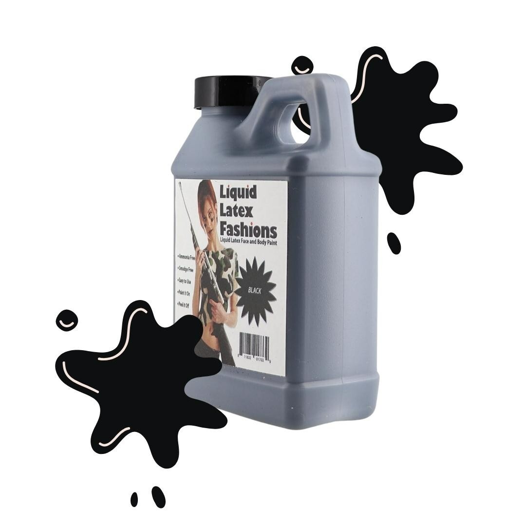 Liquid Latex - Black - 8 Fl Oz, Face and Body Paint, Ideal for Halloween