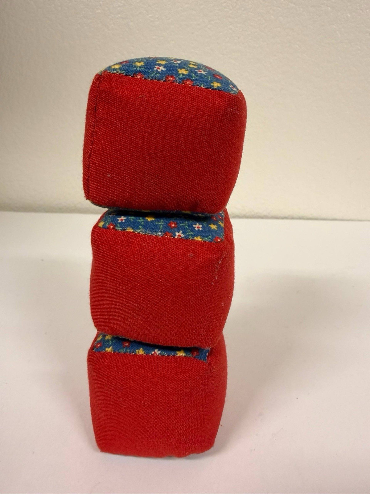 Vintage Juggling Bean Bags Set of 3 Fabric Cubes 2” Retro Handmade