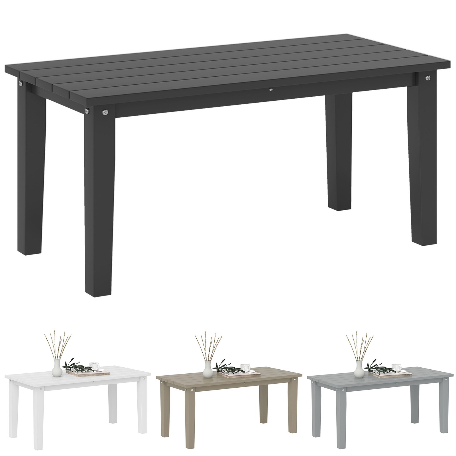 Outsunny HDPE Outdoor Coffee Table, Rectangle Slatted Patio Table