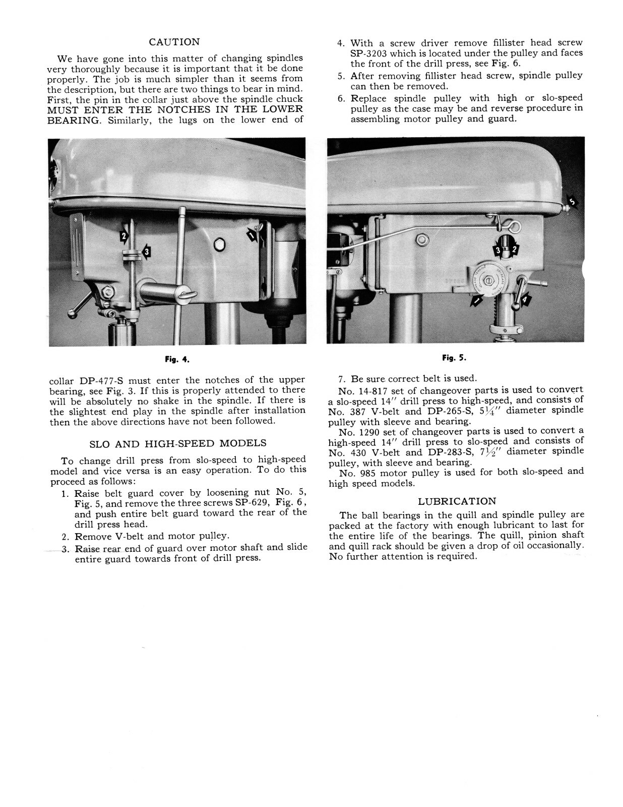 Delta 14" Mod B Drill Press 14-207B, 14-208B Instruct & Parts List Manual #1905