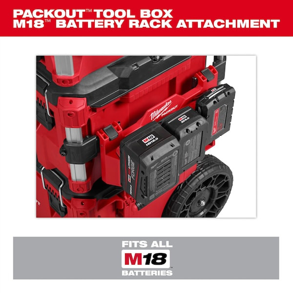 Milwaukee Tool 48-22-8603 Packout Tool Box M18 Battery Rack Attachment