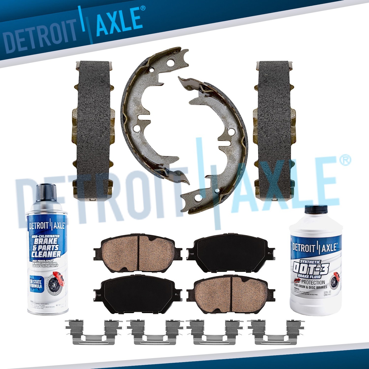 Front Ceramic Brake Pads Rear Parking Brake Shoes Kit for 2002-2006 Toyota Camry