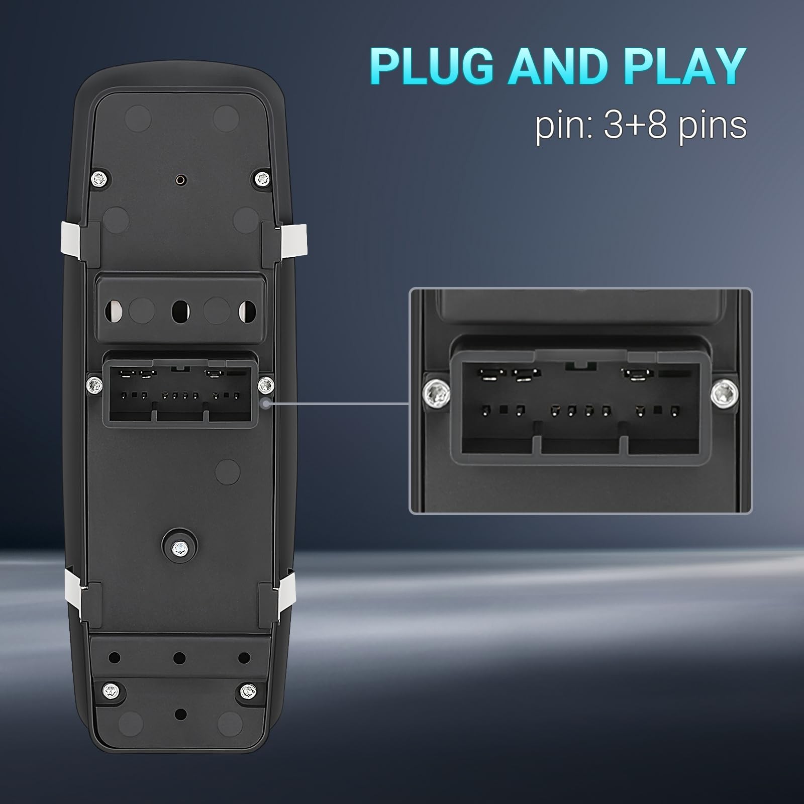 Power Master Window Switch Driver Side Front (Left), Black