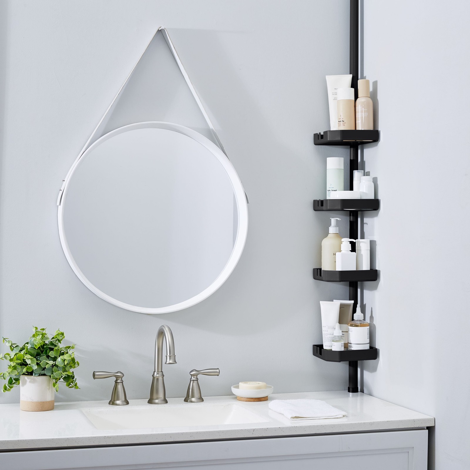 Bath Bliss 4 Tier Tension Corner Shower Organizer Caddy White