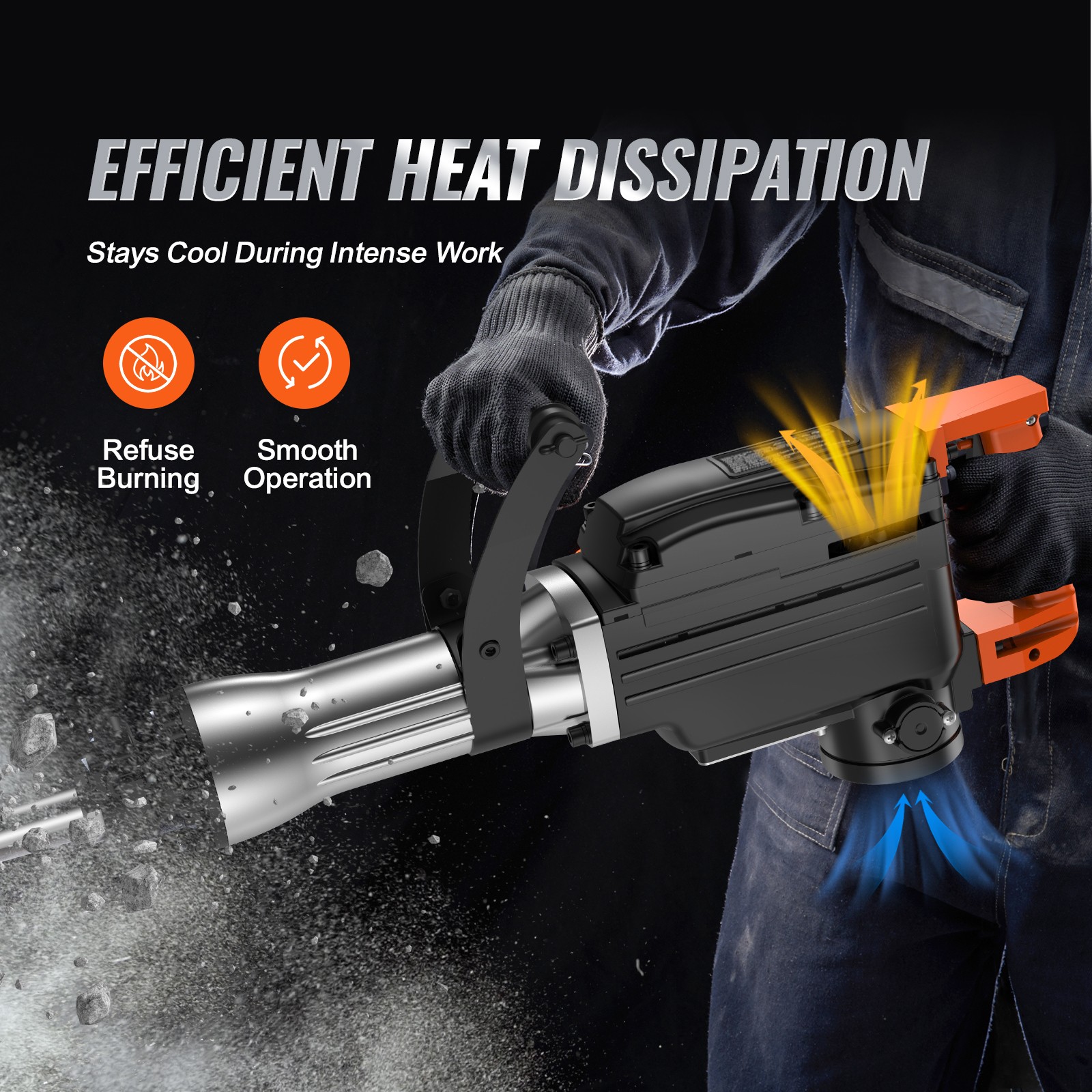 Demolition Jack Hammer Concrete Breaker 2200W Electric Hammer 4 Chisel Bits