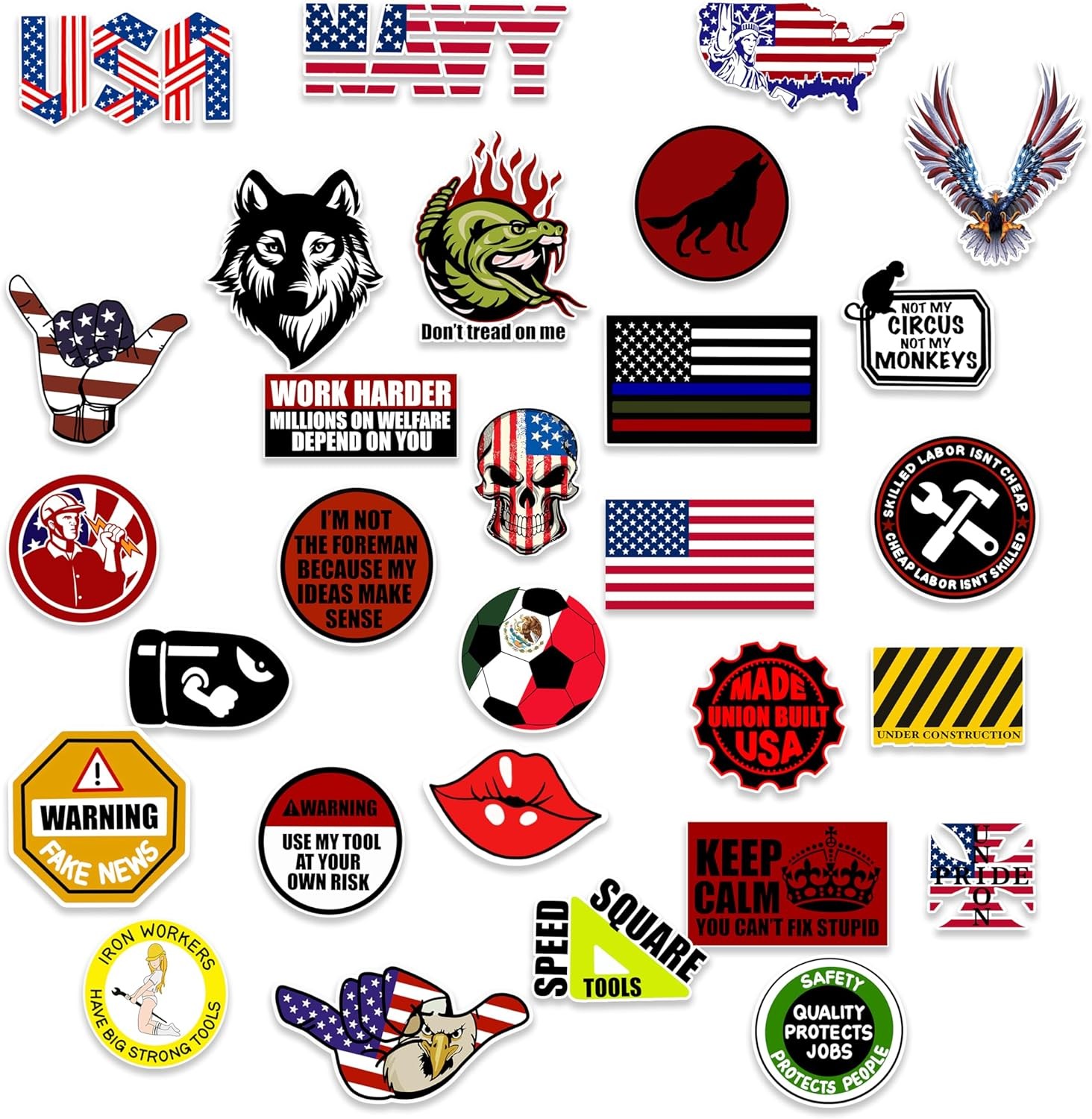 Funny Stickers for Adults - 100PCS Hard Hat 2-5 inch, Multicolor