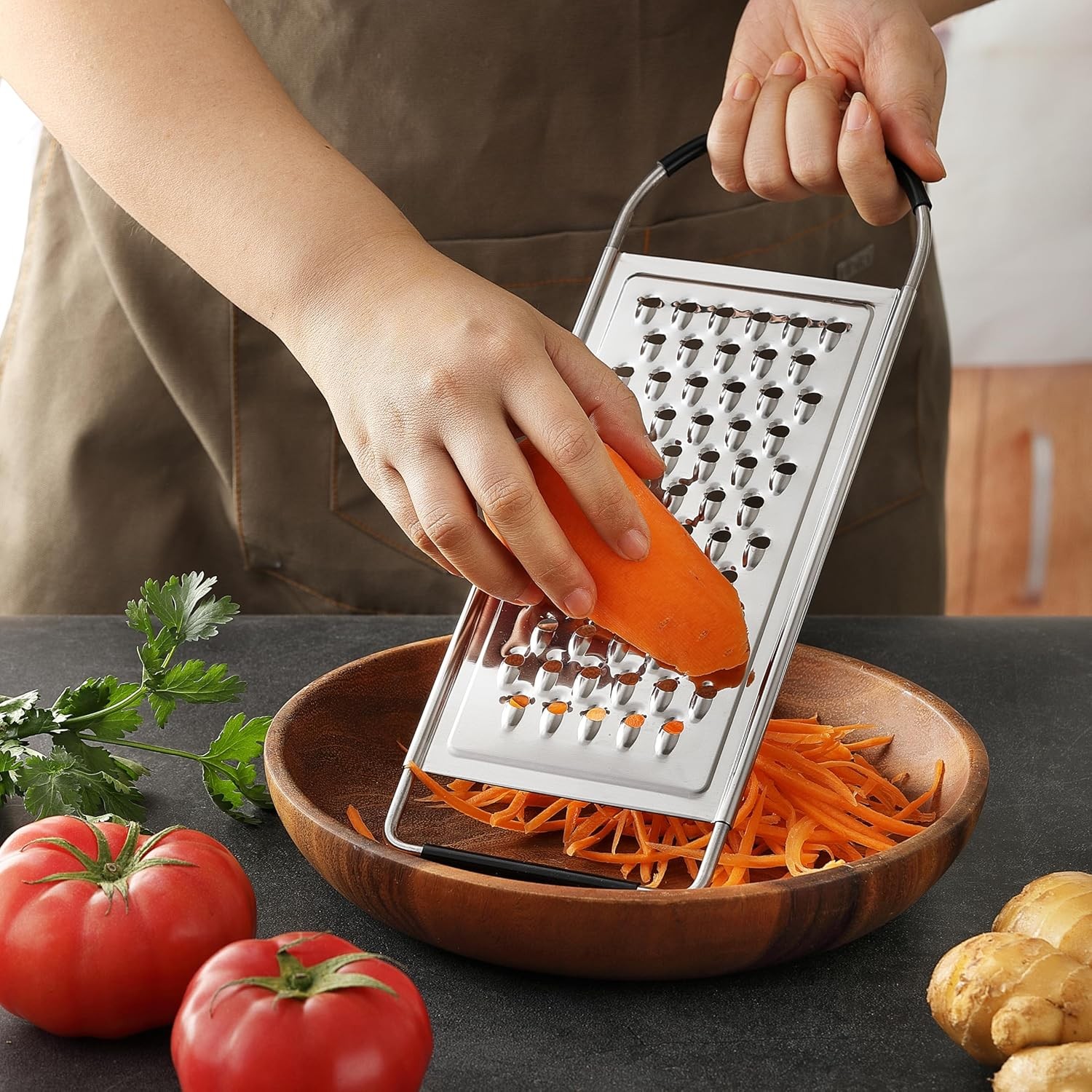 Cheese Grater Handheld, HIA Flat Coarse Stainless Steel Graters for Silver