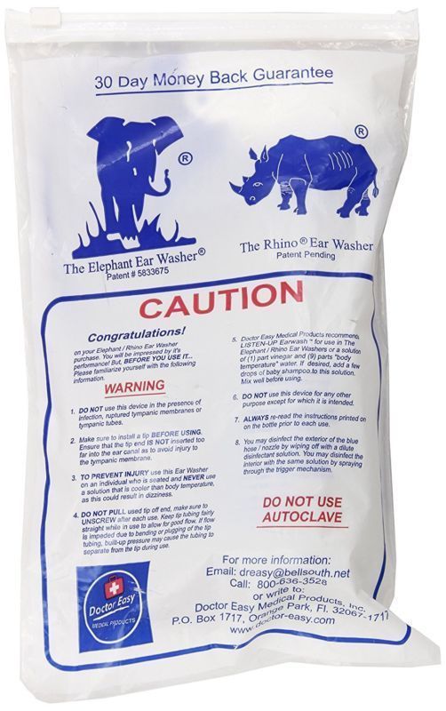 Elephant Ear Washer Bottle System Kit w/Tips, Ear Basin & Washer for Ear Wax