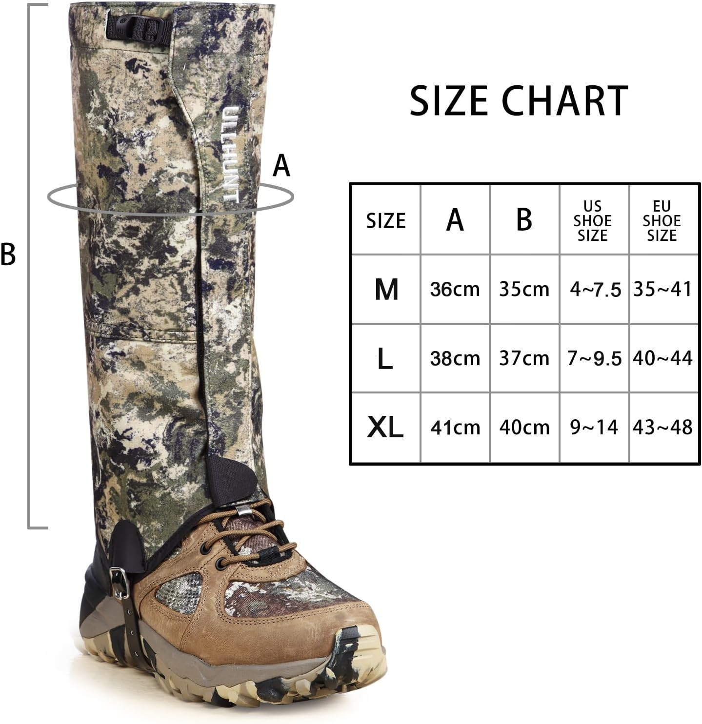 Hunting Gaiters Boot Gaiters, Durable Leg Gaiters for Hunting, Waterproof Hiking