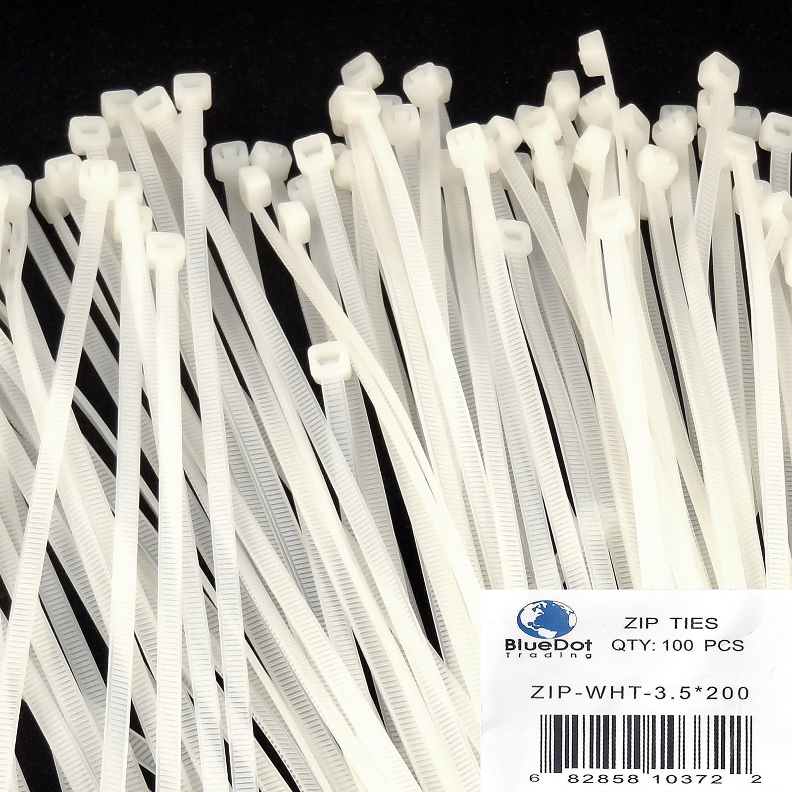 SHIPS FREE ~ 100 PACK 8 INCH NYLON ZIP CABLE TIES WIRE TIE WRAPS WHITE 40 LBS 8"