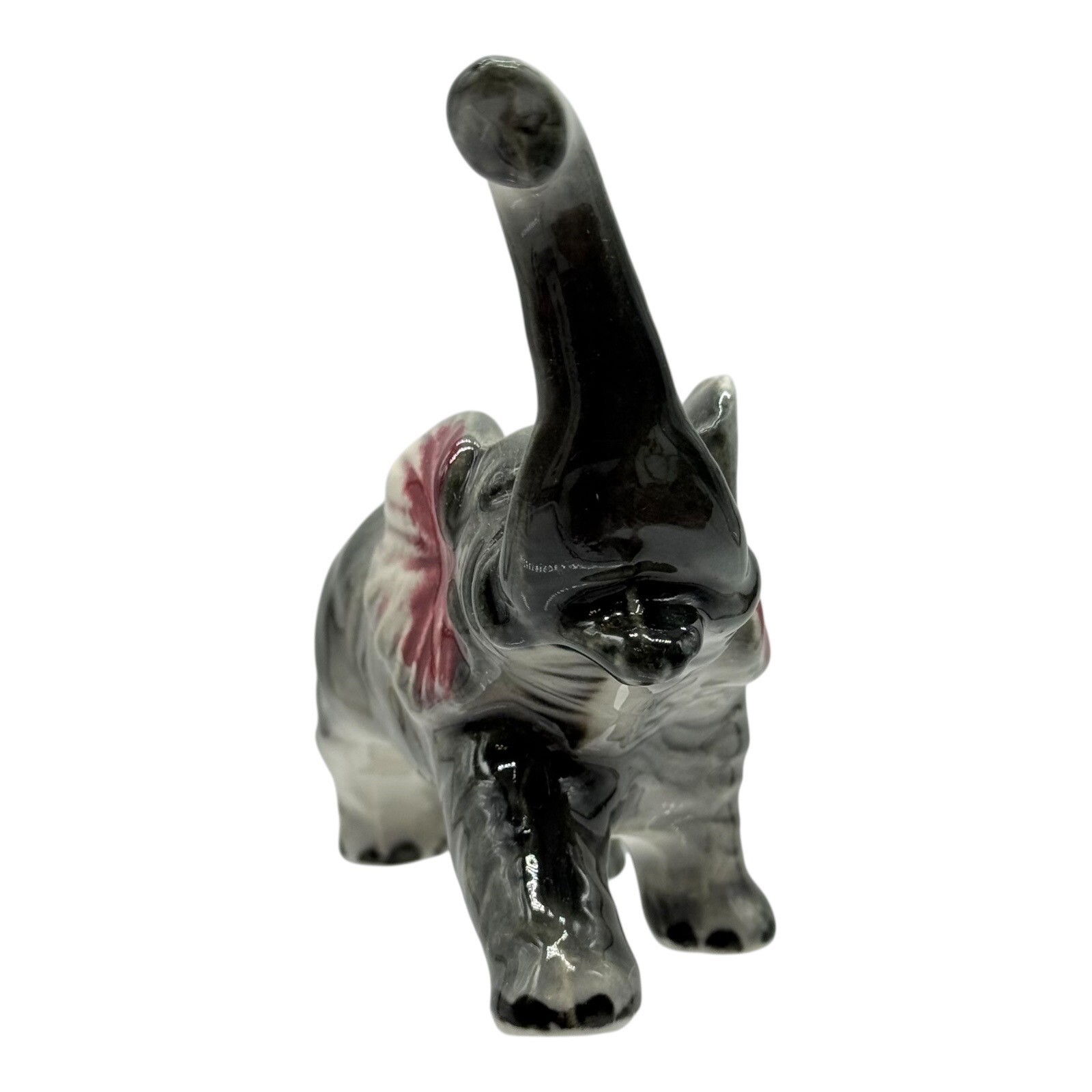 Elephant Figurine Trunk Up Ceramic Animal Statue Decor Collectible Vintage Gift
