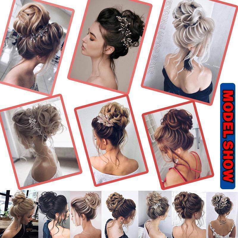 Natural Clip on in Messy Bun Hair Piece Extension Hair Claw Clip Wedding Updo US