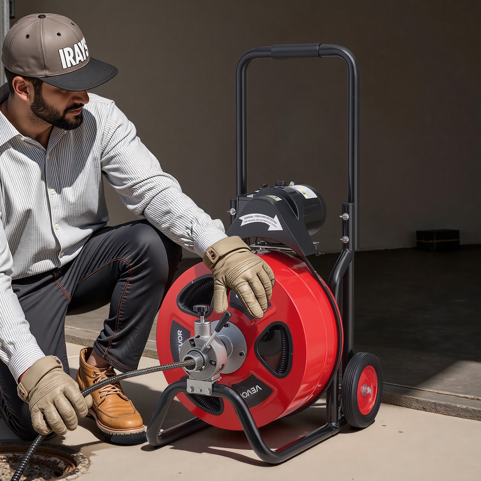 VEVOR Drain Cleaner Machine Electric Drain Auger 100 FT x 3/4 In Auto Feed