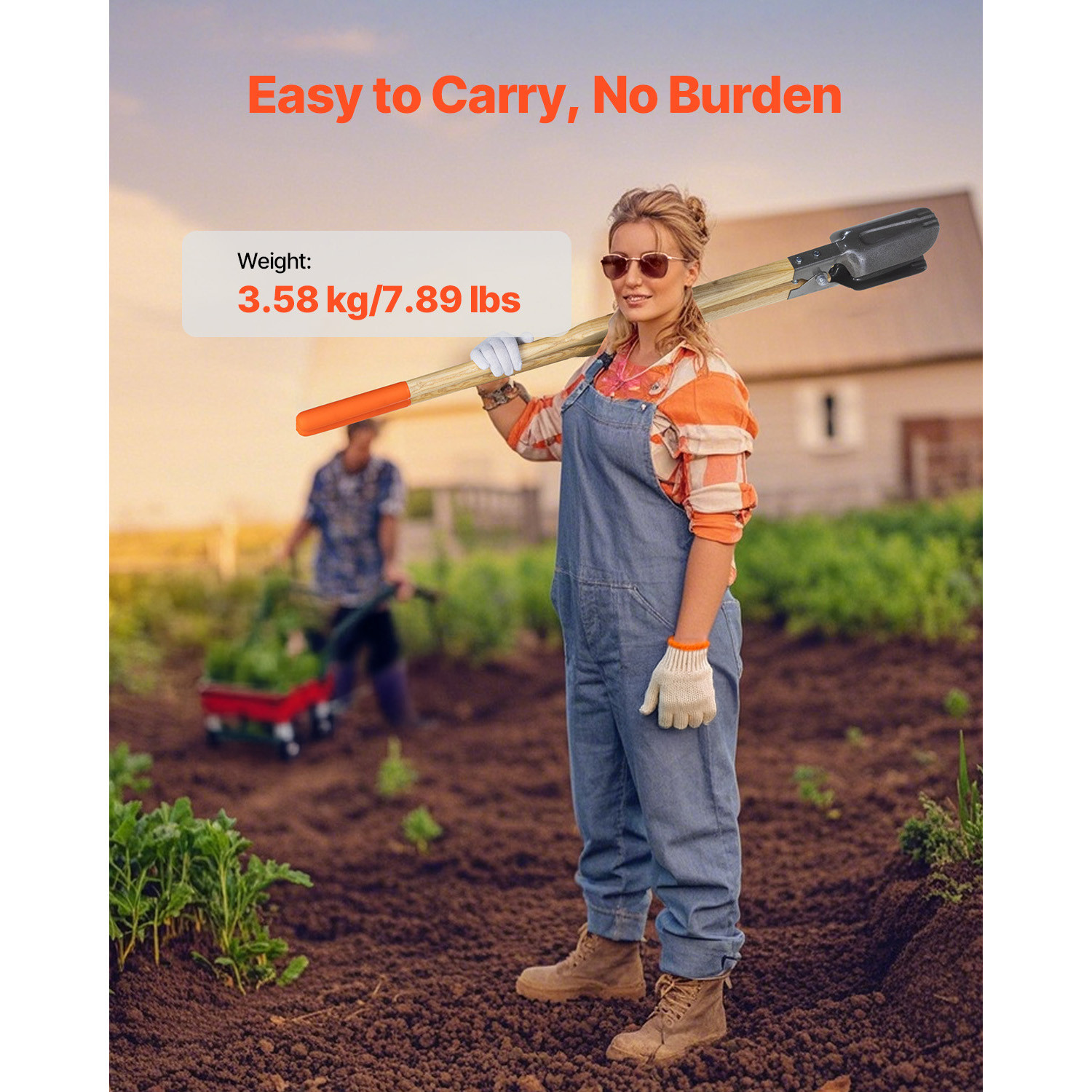 Manual Post Hole Digger 57.5 in Wood Handle with Scale Markings