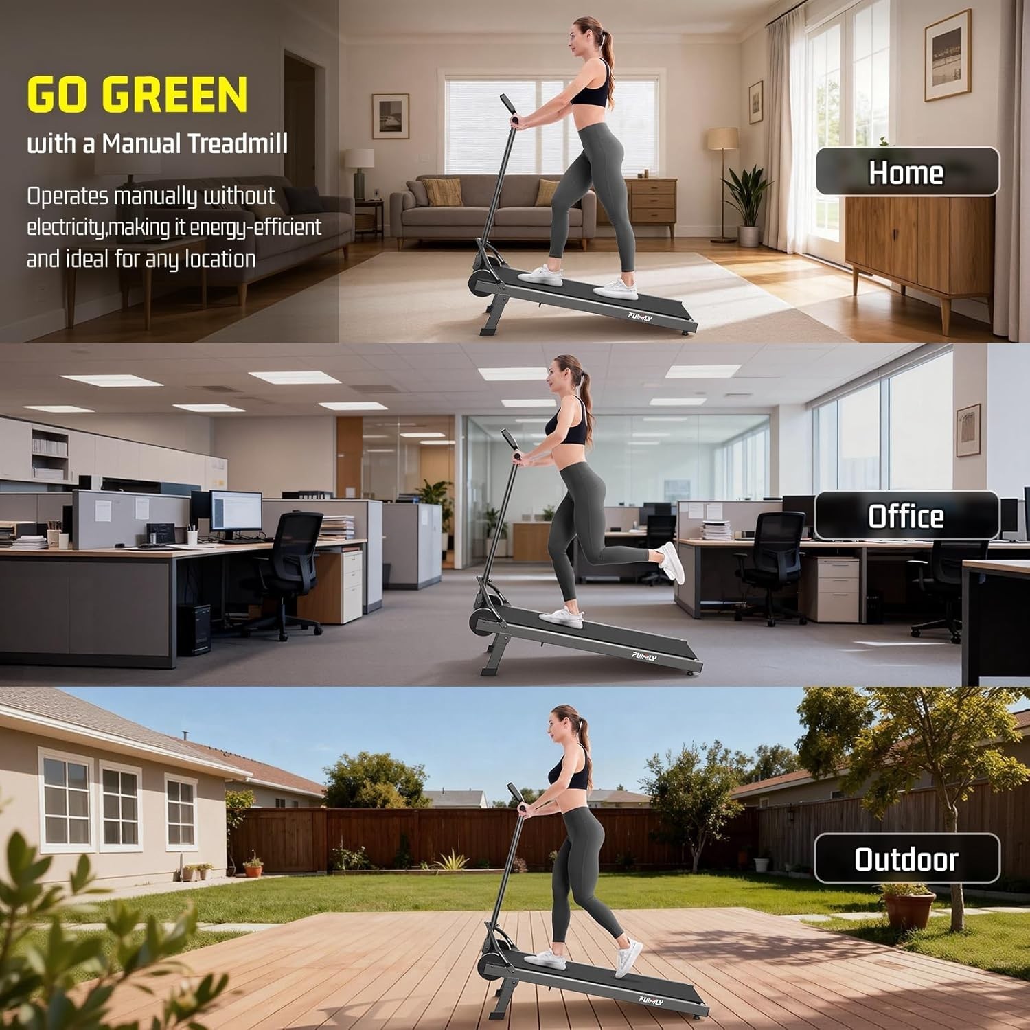 Manual Walking Pad Treadmill with Incline 20%, Foldable Treadmill w/Handle Bar🔸