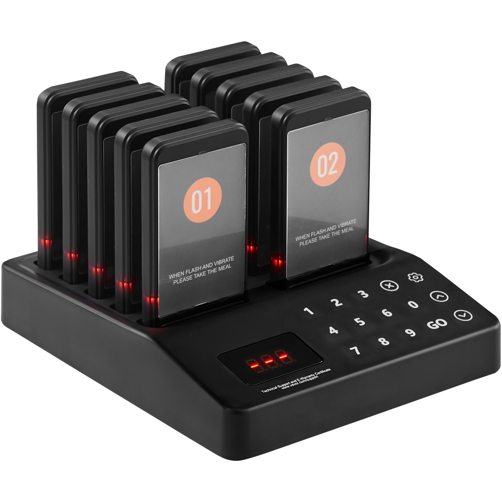 Restaurant Wireless Pager System 10 Beepers Guest Queuing Calling Touch Control
