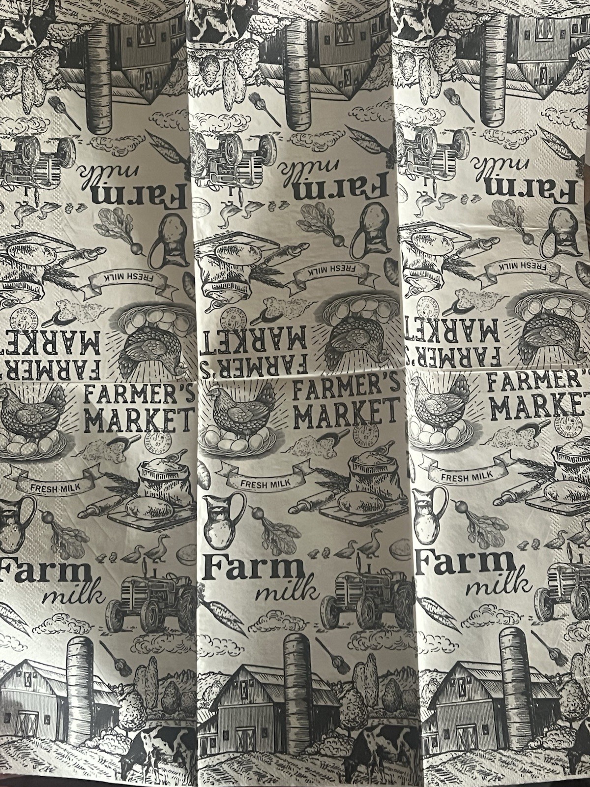 Two Individual dinner Decoupage Napkins Farm House Eggs/chickens/tractor/cows