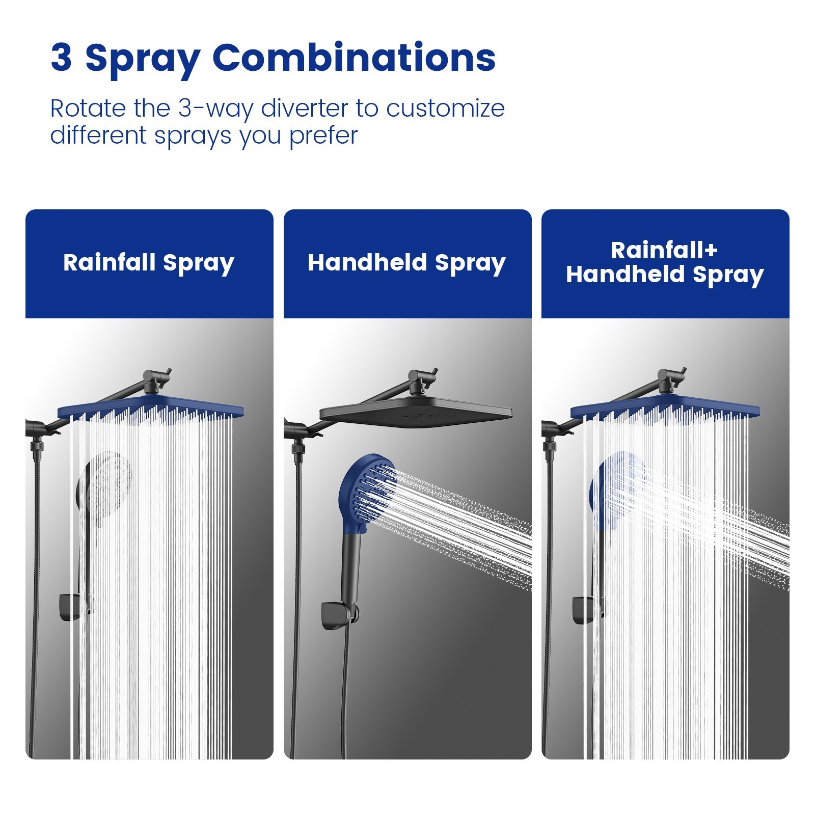 JOMOO Filtered High Pressure Shower Head Combo 10 Spray 12" Rainfall