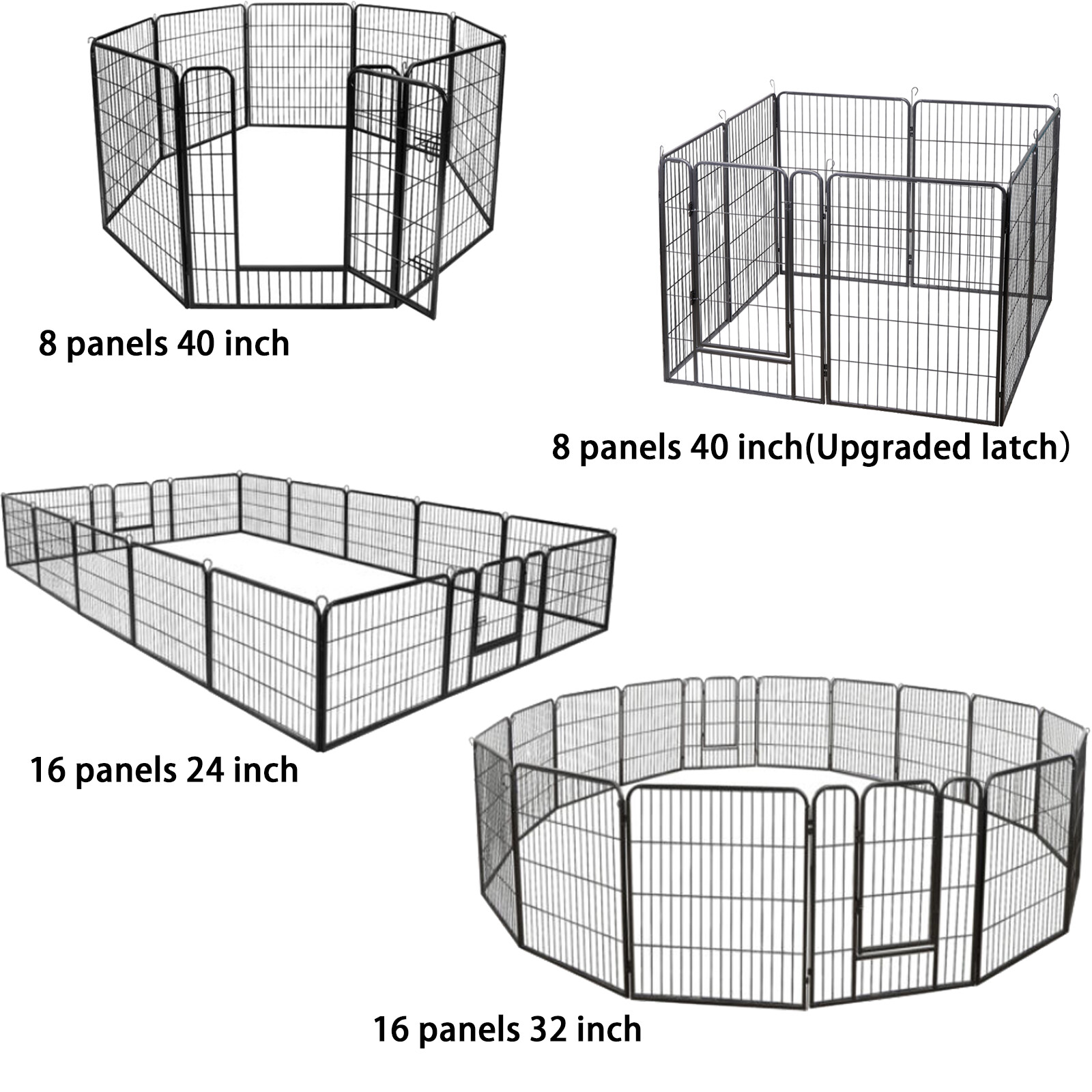 8 Panels 40''/16 panels 24”/32" Dog Pet Playpen Dog Fence Exercise Pen Outdoor