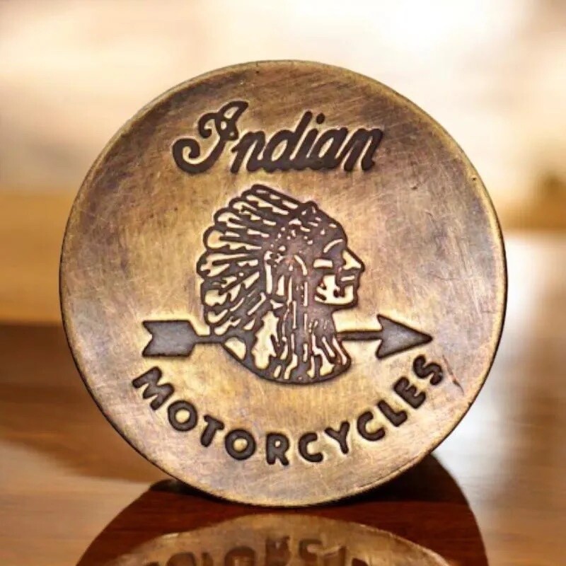 Badge Insignia Indian Motorcycle pinback Vintage patine