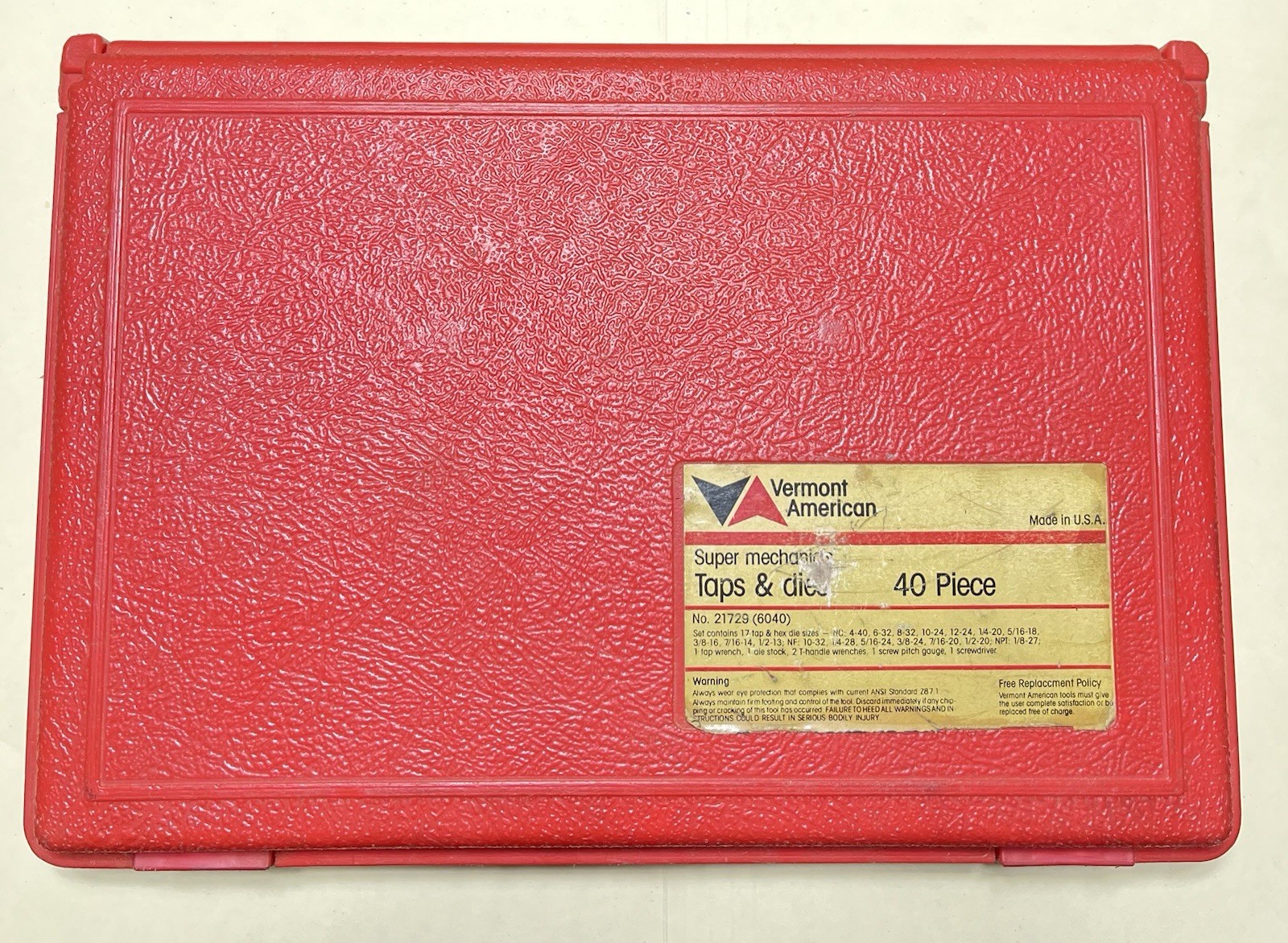 Vermont American SAE  Taps And Dies Used Incomplete