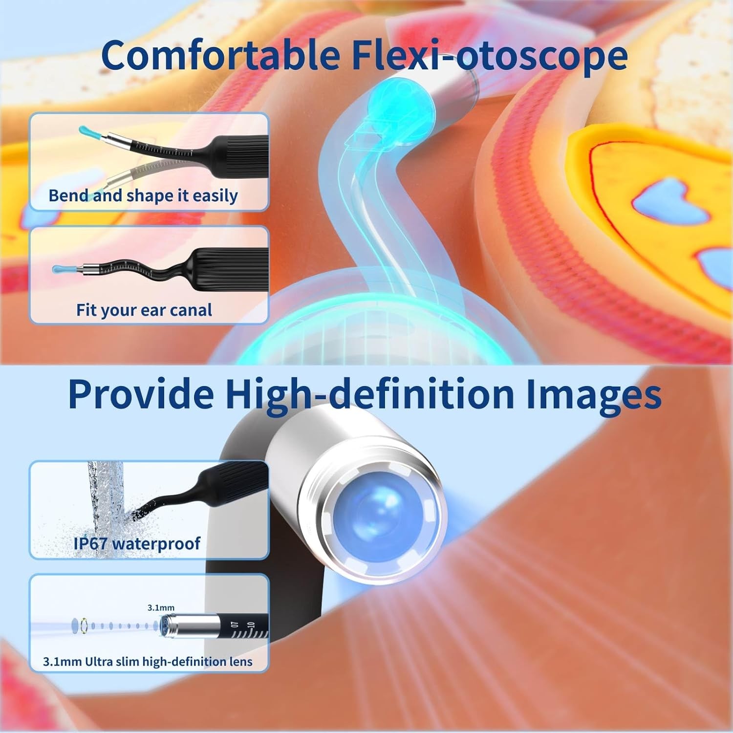 All-in-One Ear Wax Cleaner – 1080P Camera, 3 Tools & Case – for All Ages 1080P