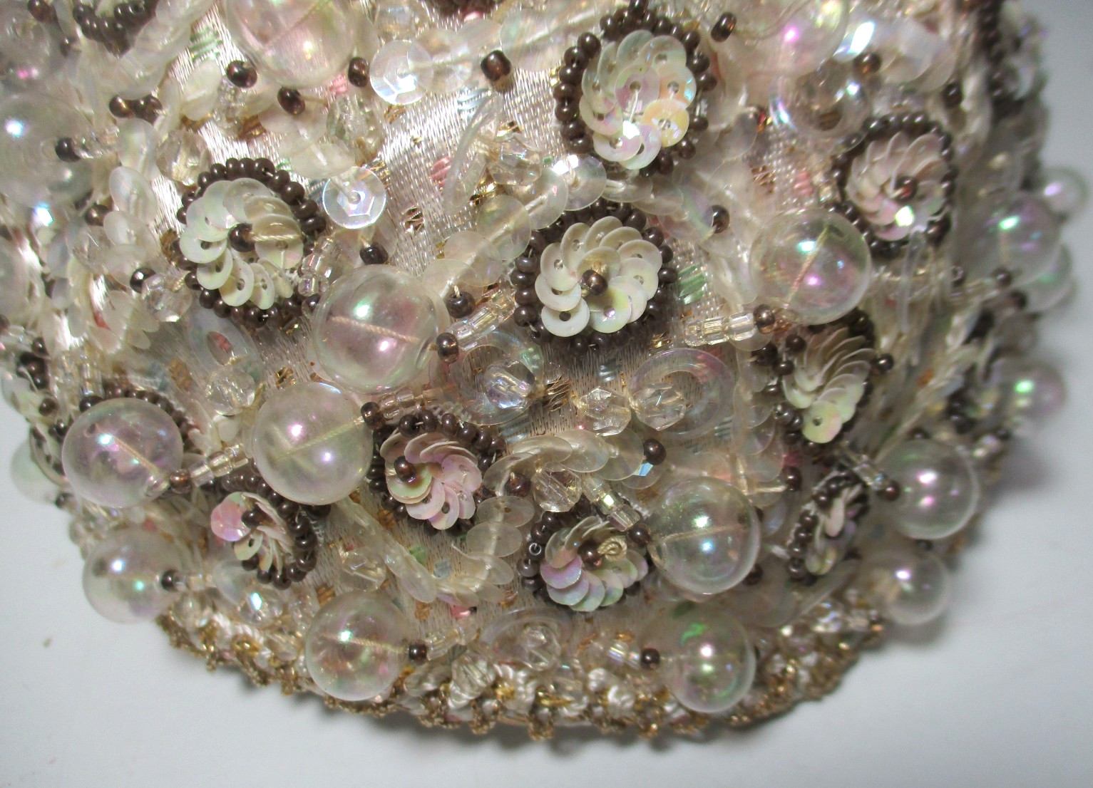 Vintage 1940s Juliet Cap Hat Beads Sequins Frances & Walter Nelkin Bridal