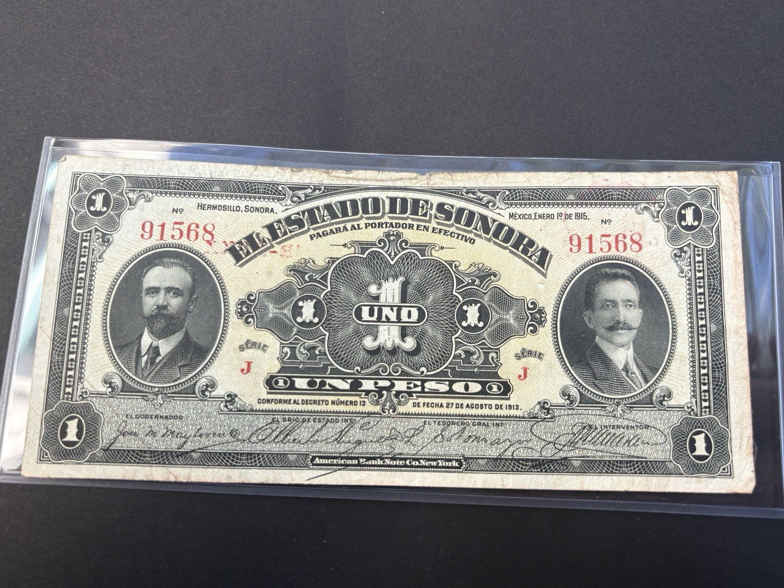 🇲🇽 1915 Mexico Sonora 1 Peso Note — Circulated 🔥 Mexican Revolution