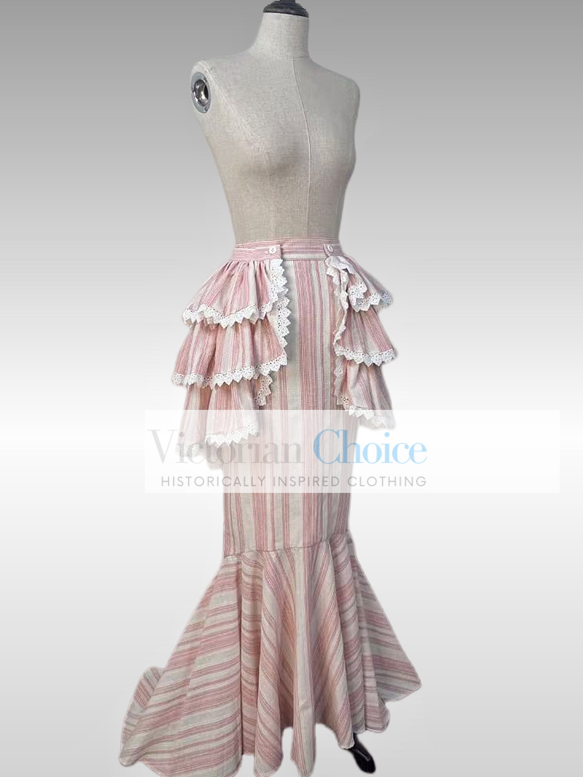 Edwardian Downton Abbey 1900s Vintage Form Fitting Peplum Dress Theater Gown 328