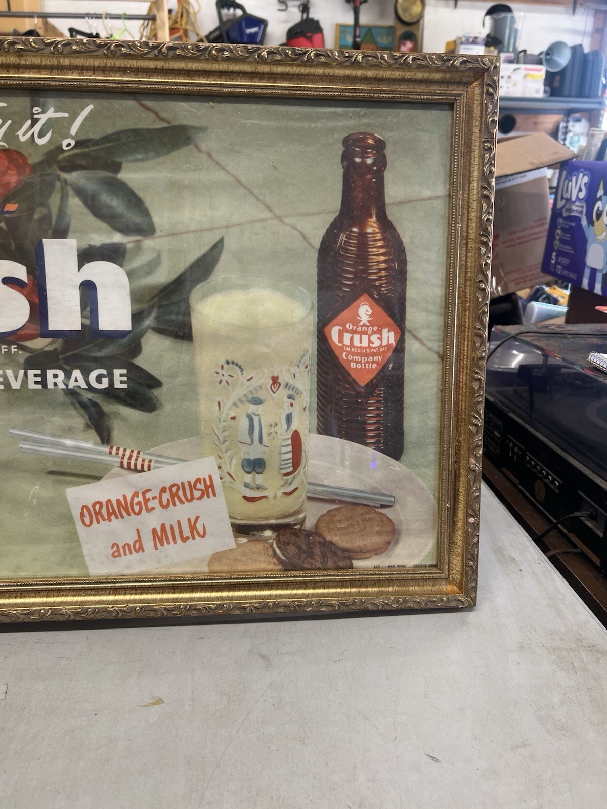 Vintage Orange Crush & Milk Advertising Poster Nicely Framed 1950's