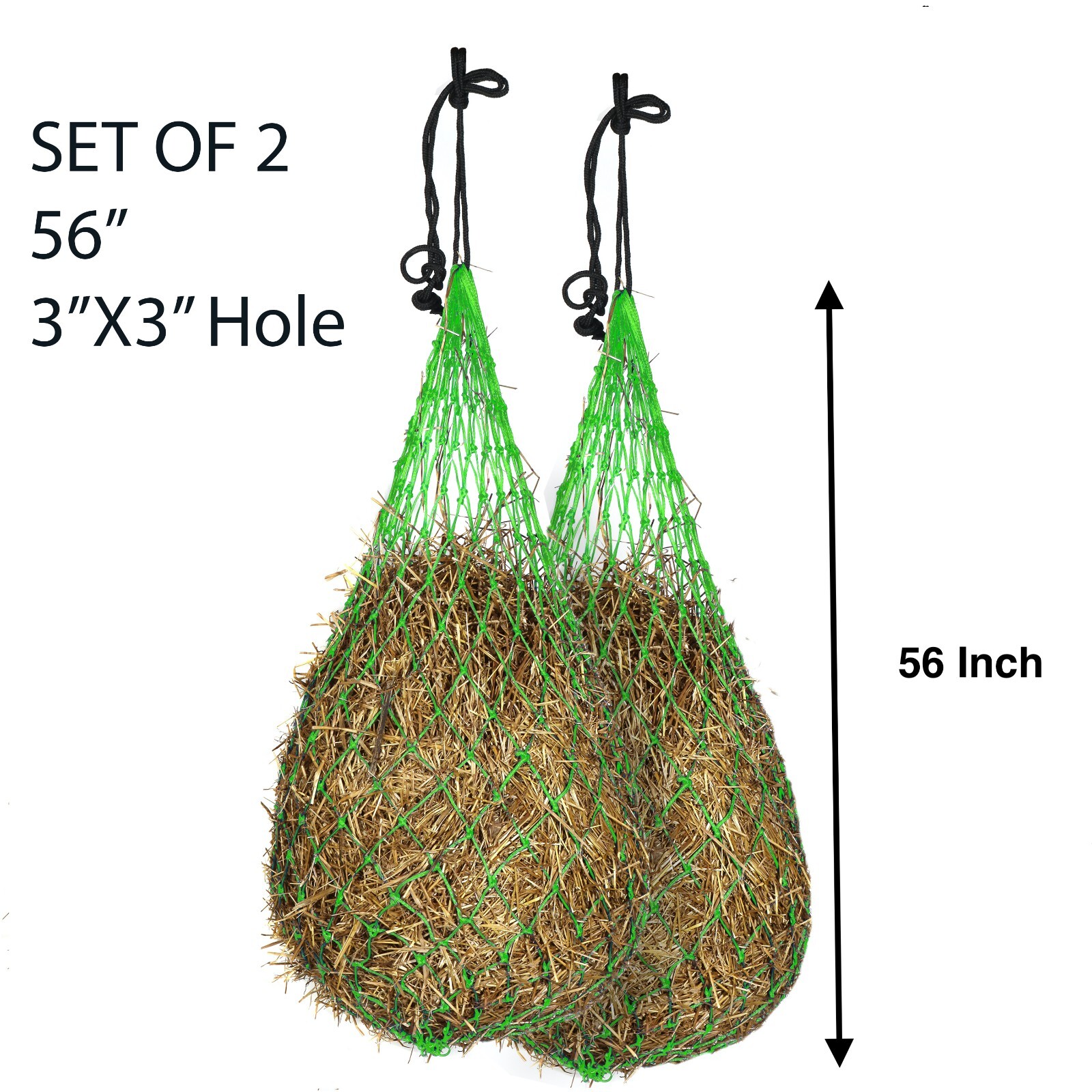 Majestic Ally 2 pcs Slow Feed 56” Hay Net with soft 3"x3" hole