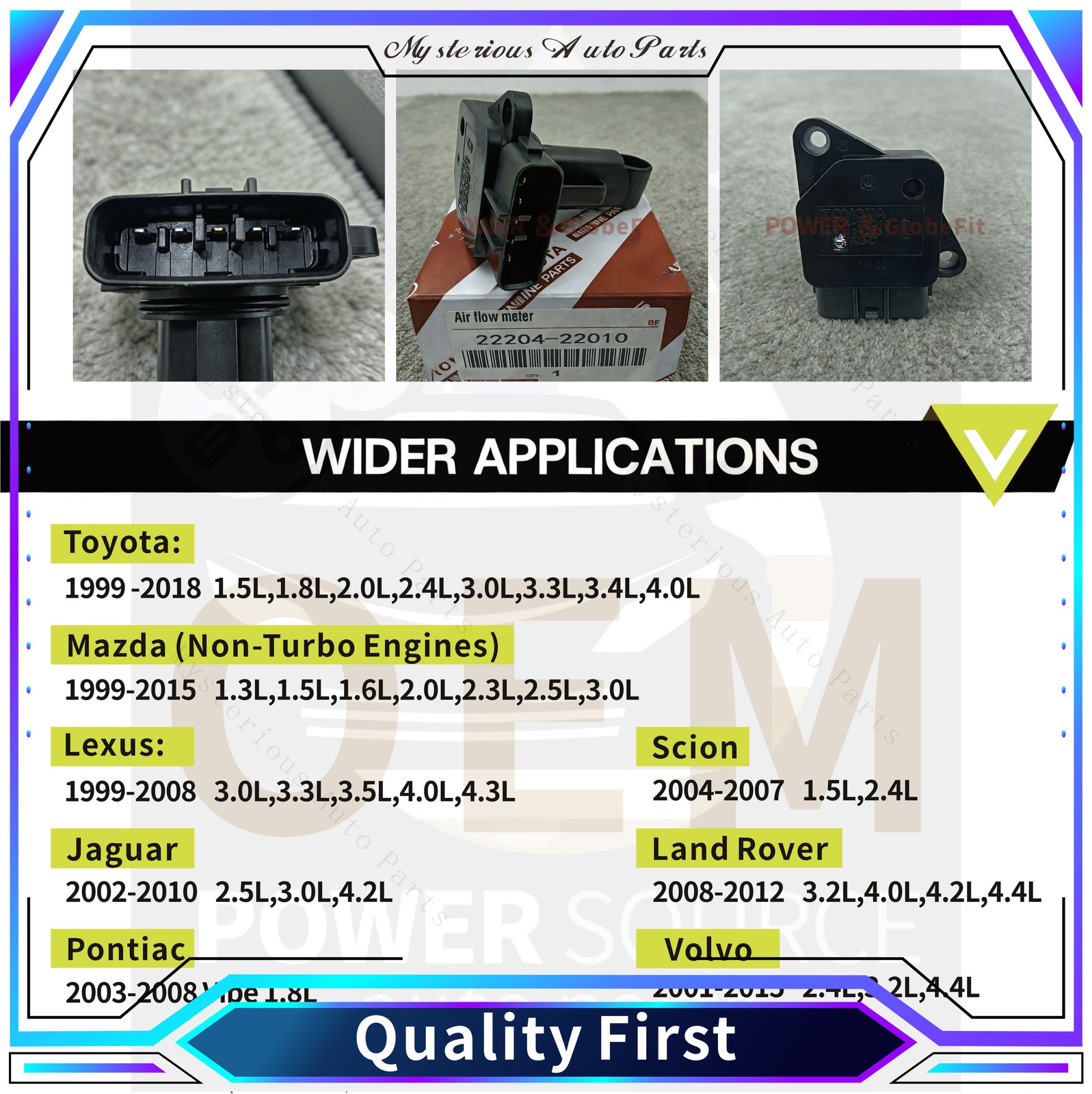 1x Genuine DENSO OEM 22204-22010 Mass Air Flow Meter MAF Sensor For Lexus Scion