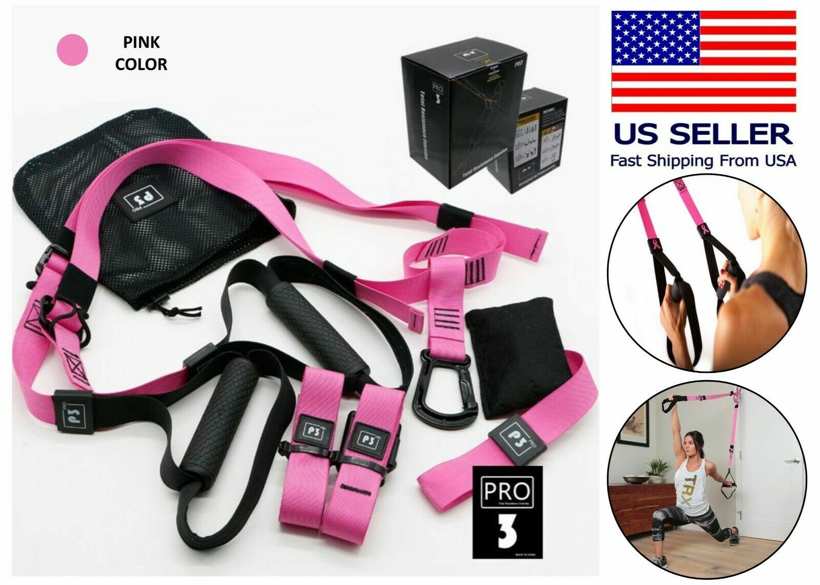 Suspension Straps Trainer Hanging Belt Resistance Pull Rope Home Gym Workout Set