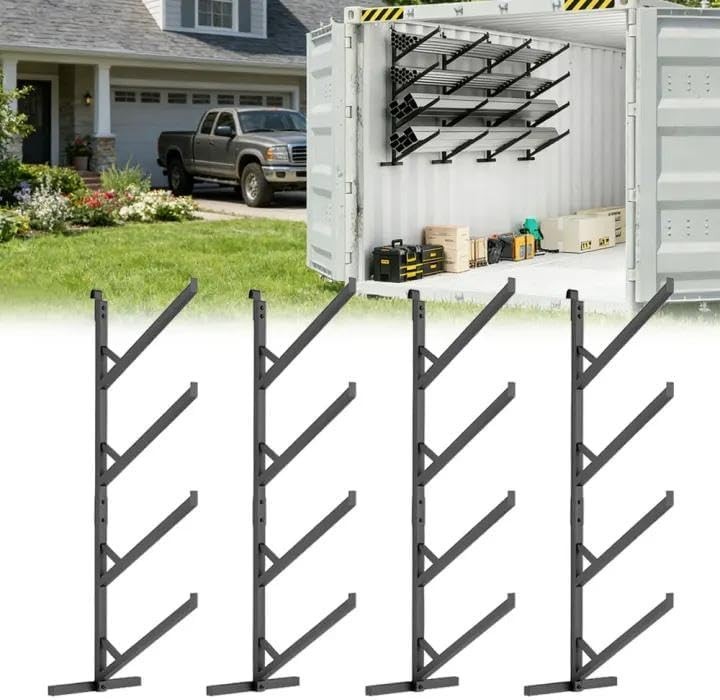 4 Pack Shipping Container Pipe Rack, Wall-mount Cargo Shelf Heavy Duty 400LBS