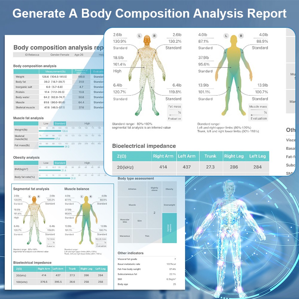 White 8 Electrode Full Body Sensor Body Composition Monitor Scale Weight BMI
