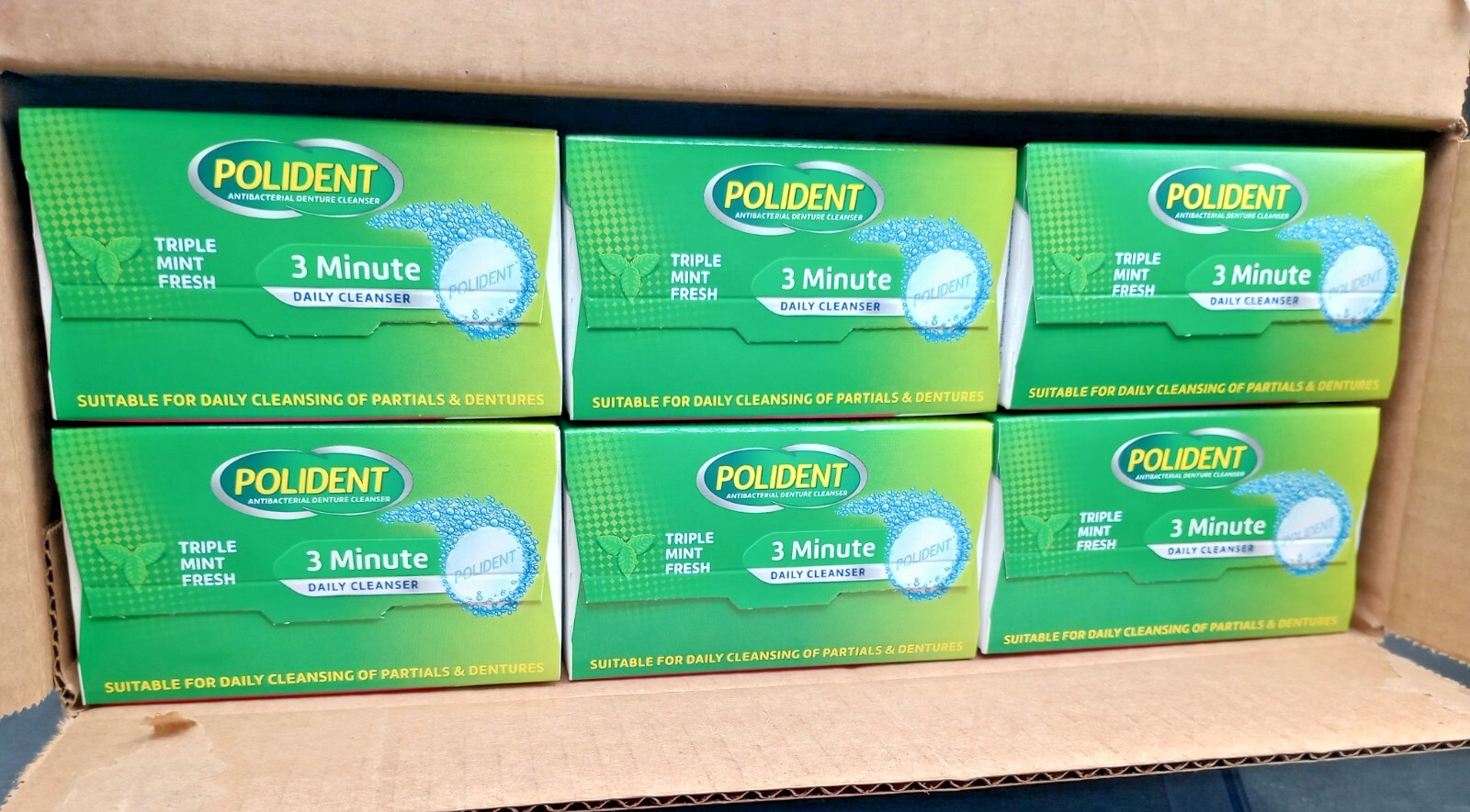 (LOT OF 6) Polident 3 Minute Denture Cleanser - 240 Total Tabs- EXP 03/26