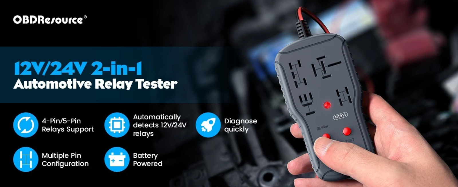 New Automotive Electronic Relay Car Relay Tester Universal 12/24V LED Indicator