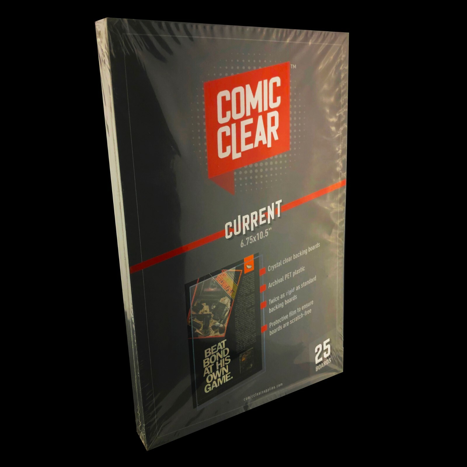 25-pack of Crystal-Clear Comic Clear Backing Boards - Current Age Size