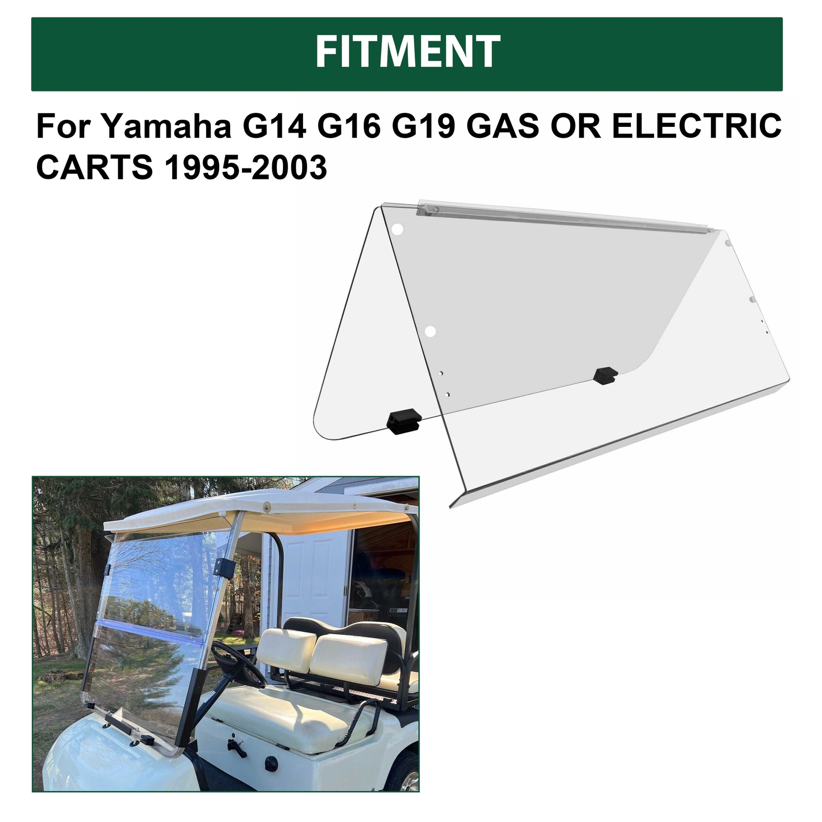 Clear Folding Windshield For 1995-2003 Yamaha G14 G16 G19 Golf Cart Part PC