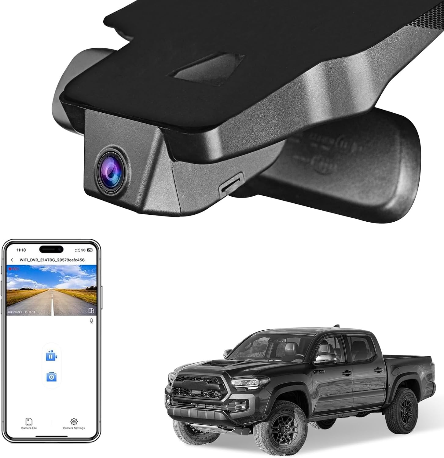 Front 4K & Rear 1080P Dash Cam for Toyota Tacoma 2018-23 Tacoma & Hybrid 2024-26