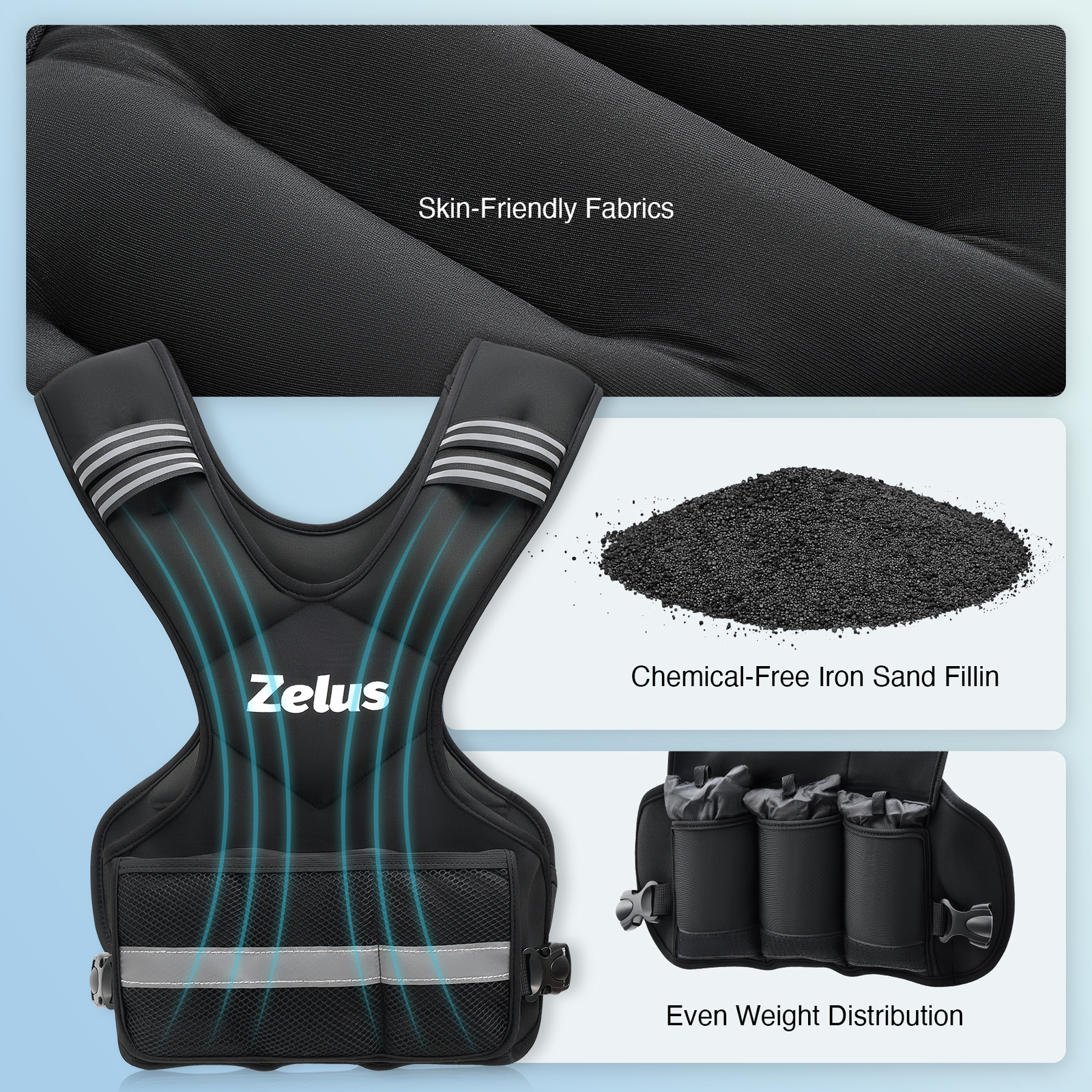 ZELUS 4-10lb/11-20lb/20-32lb Weighted Vest Vest with 6 Weights for Home Workouts