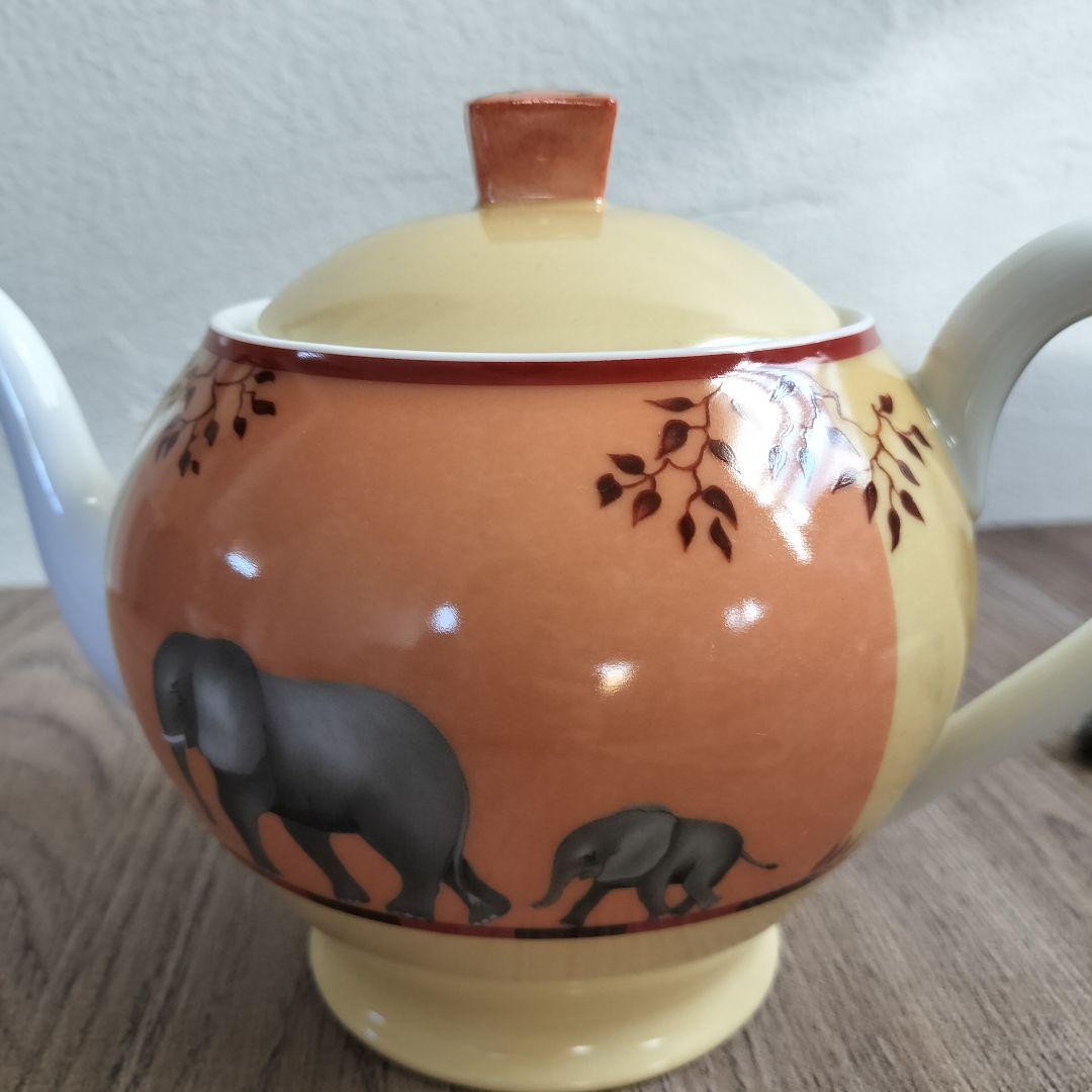 Hermes Paris Tea Pot Africa Orange Porcelain Tableware near mint gift