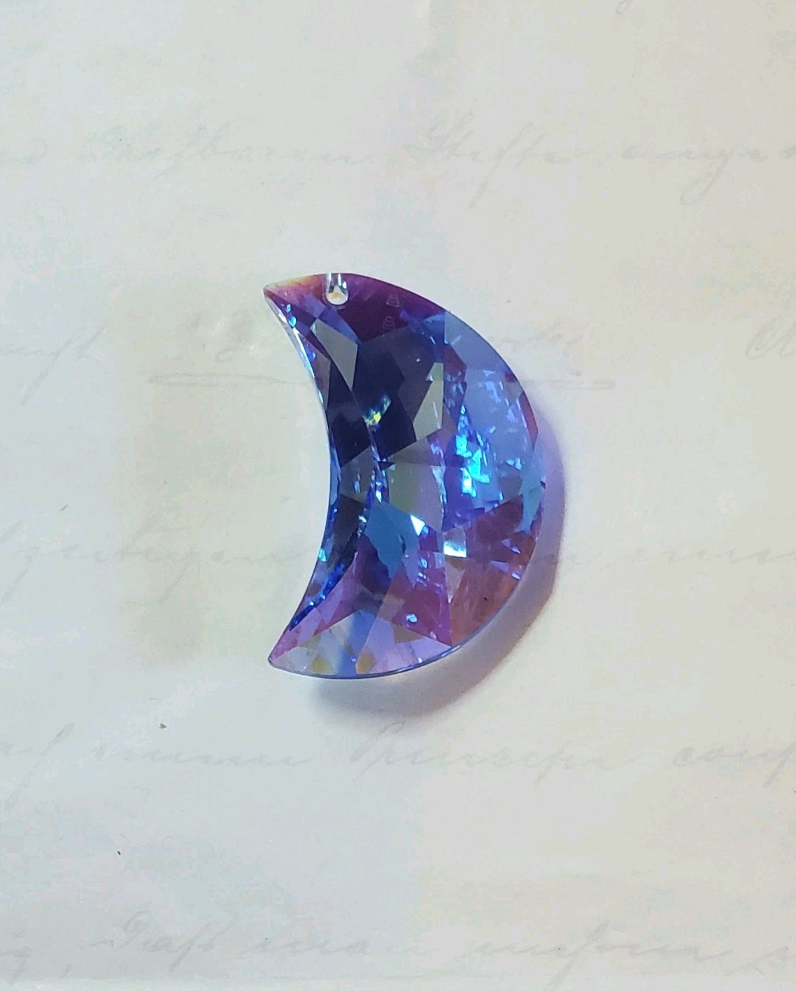 Vintage Swarovski 30mm Moon Pendant Medium Sapphire Blue AB (1pc) Rare