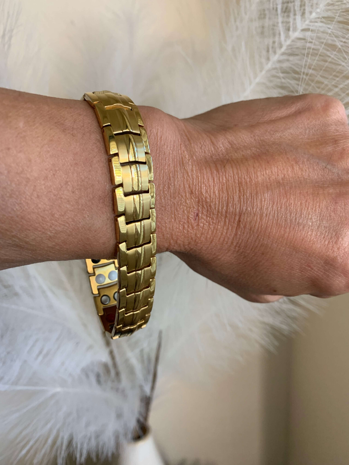 Gold Magnetic Bracelet Therapy Arthritis Pain Energy Balance Joy Great Gift Men