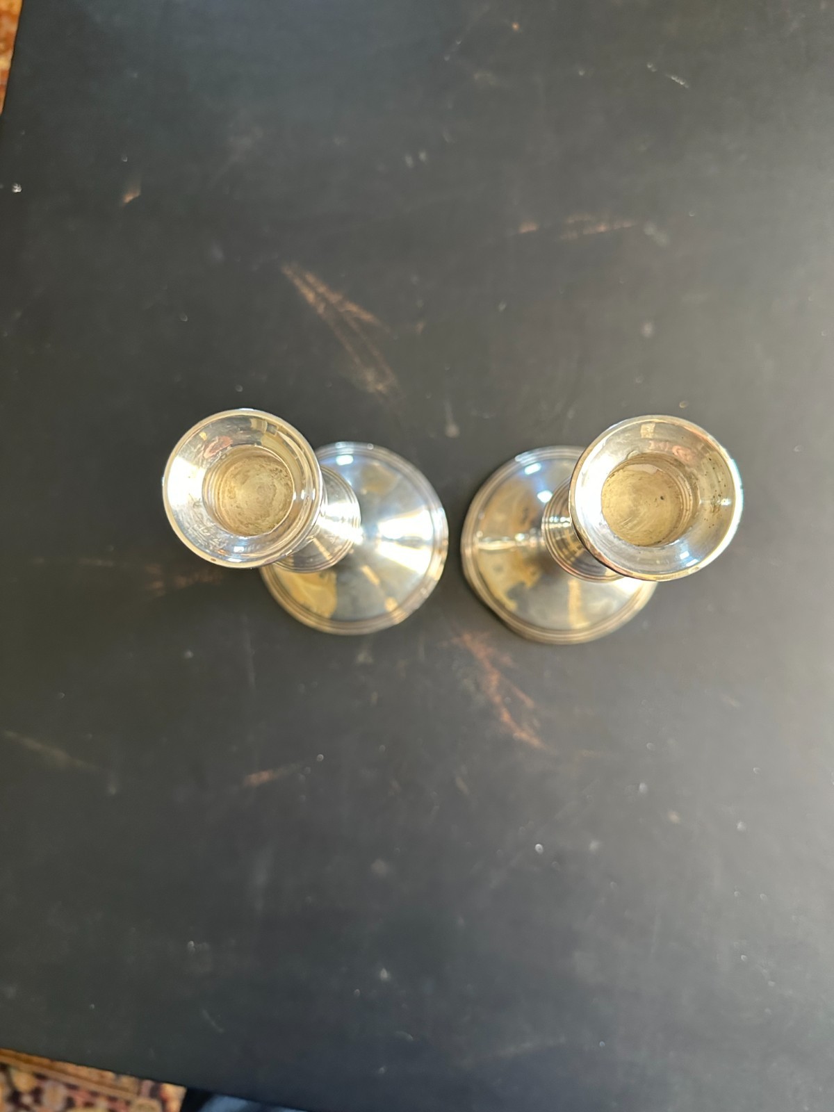 Pair Of Empire Sterling Weighted Candleholders 7 1/2"