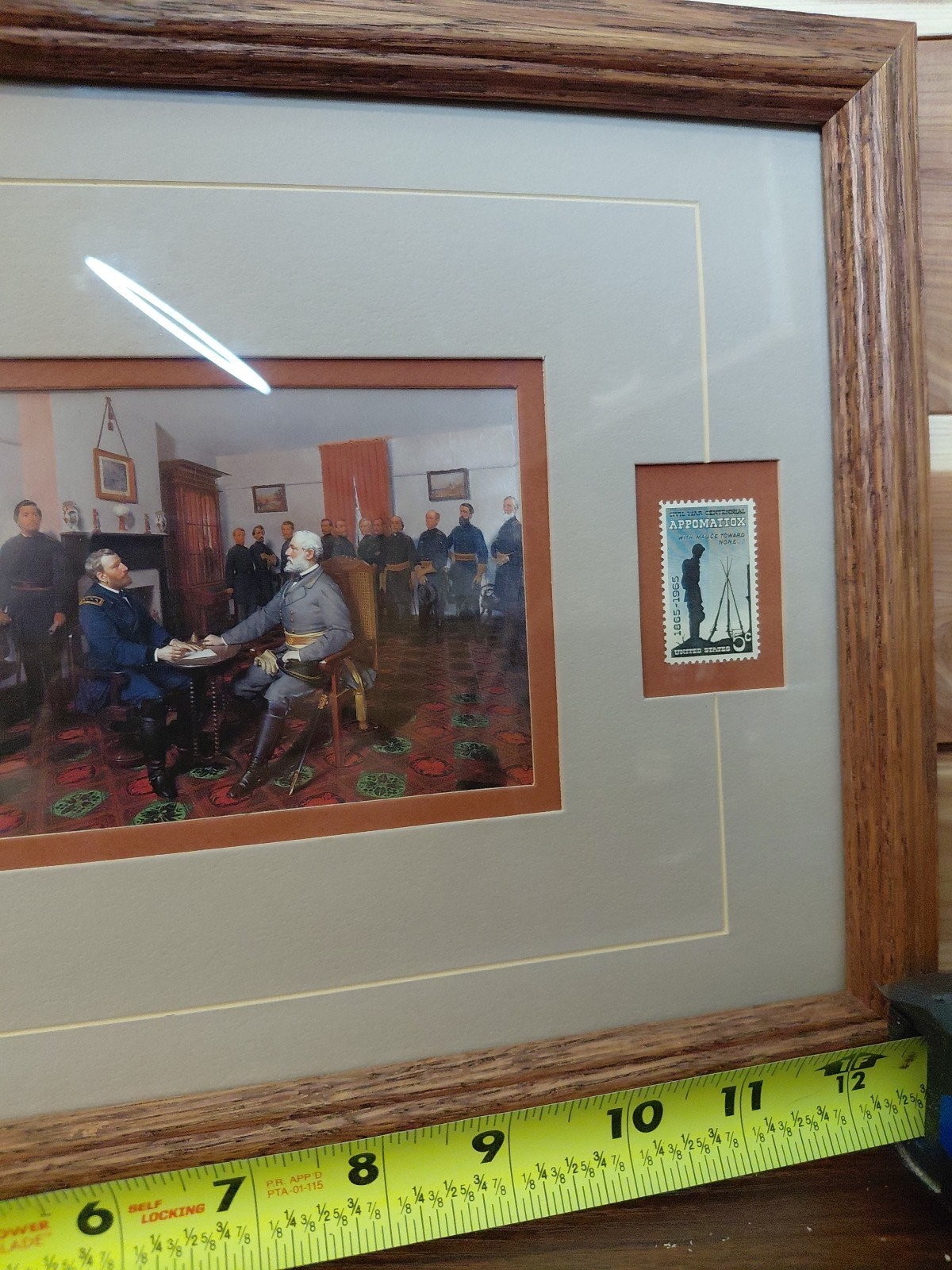 Appomattox Court House Surrender Print w/ Civil War Centennial Stamp Framed